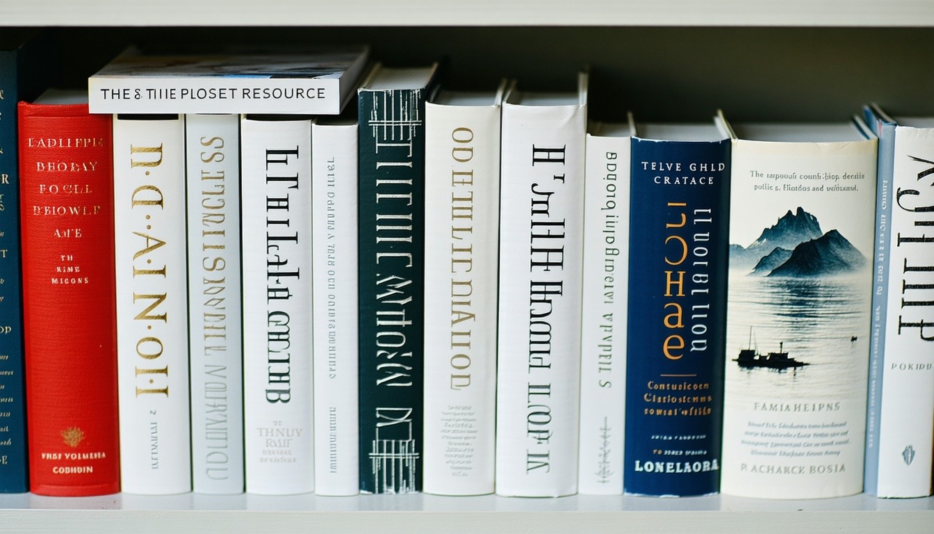 Self-help books and resources on a shelf